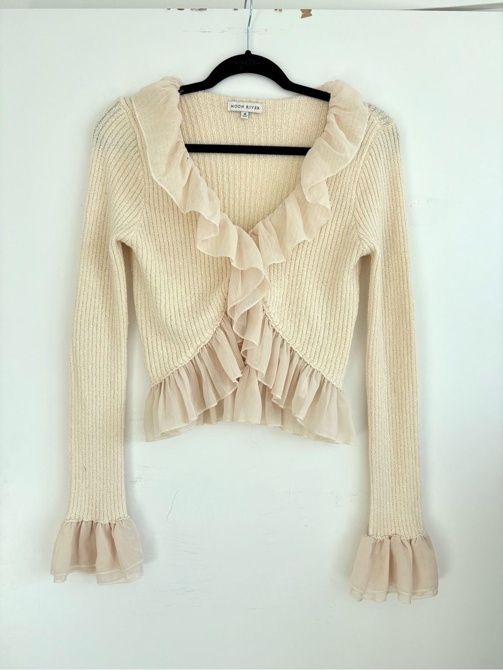 New Moon River Cream Ruffle Knit Top - Picture 5 of 8